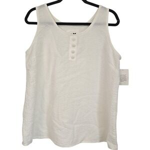 🆕️ NWT - Produce Company - Women's - 100% Cotton Tank - Rose Detail -‎ Large